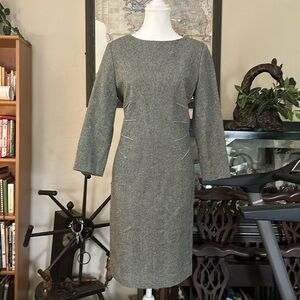 Louis Feraud 100% Virgin Wool Charcoal Long Sleeve Dress